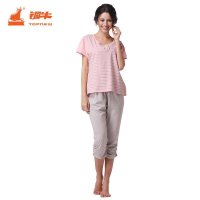 铜牛内衣 女士 居家服套装 家居服套装 汗布彩条居家女套装