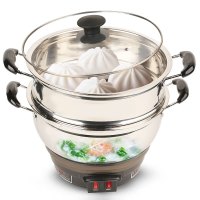 惠当家HDJ多功能电热锅 电火锅家用电炒锅加厚电热锅24cm锅双开关带一蒸