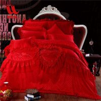 微纺家纺 相亲相爱结婚床上用品大红婚庆八件套新婚