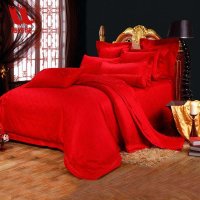 微纺家纺 相亲相爱结婚床上用品大红婚庆十件套新婚