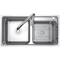 华帝vatti 水槽双槽 水槽套装 304不锈钢拉丝水槽 洗菜盆 厨盆 水槽龙头H-A2001(71)-Q.1