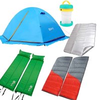 喜马拉雅户外露营帐篷情侣双人 双层超轻铝杆防暴雨 野营露营帐篷套餐TZ00221.3KG睡袋铝杆裙边套装