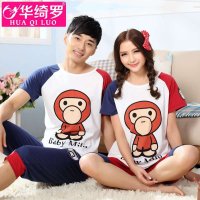 华绮罗新款情侣睡衣套装可爱卡通猴子家居服睡衣套装