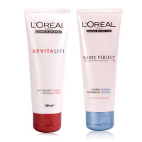 欧莱雅(LOREAL)女士洁面乳套装（复颜抗皱洁面乳100ml+雪颜粉嫩透美白淡斑洁面膏100ml）