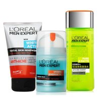 欧莱雅（LOREAL）男士护肤3件套 套餐A火山岩洗面奶+冰酷水份露+激活绿水