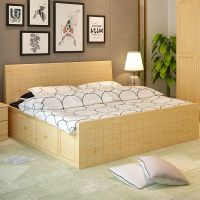实木床1.8双人床1.5米单人床1.2高箱床儿童床储物床现代简约中式田园卧室家具婚床