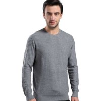 鹿王男装针织衫 休闲修身男士休闲套头圆领毛衣 wks-2