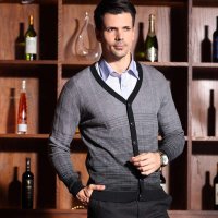 2014鹿王新款 男士修身时尚开衫毛衣 休闲外套 3R16185