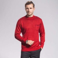 鹿王·澳普蒂姆 2014男士商务绅士圆领套头针织衫毛衣男 W1-1808