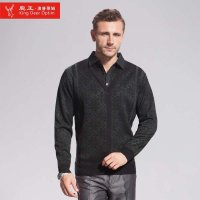鹿王·澳普蒂姆 2014 春装新款 假两件翻领士长袖针织衫 外套男 W1-1838