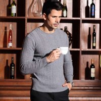 鹿王·澳普蒂姆 冬装时尚新款圆领纯色商务纯羊绒衫男装 3K12653