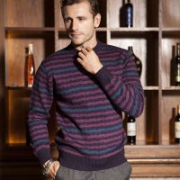 鹿王·澳普蒂姆 2014 春装新款 休闲条纹加厚长袖毛衣针织衫男 w1-H909