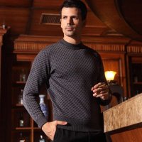 鹿王·澳普蒂姆 2014 春装新款 男士毛手感好高保暖中年男装毛衣针织衫 W1-8628