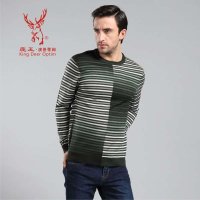 鹿王·澳普蒂姆 新品男士 韩版 时尚圆领长袖羊毛衫针织衫 3H16324
