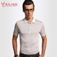 鹿王·澳普蒂姆 桑蚕丝 男 短袖 桑蚕丝上衣体恤衫 中年男士桑蚕丝翻领短袖L2X811