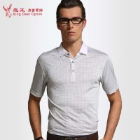 鹿王·澳普蒂姆真丝t恤 男 短袖 中年男士商务翻领T恤 桑蚕丝体恤衫L2X817