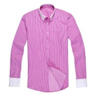 鹿王.澳普蒂姆 2014春秋款 男士纯棉衬衣 长袖衬衣男 修身长袖衬衣 商务休闲免烫条纹长袖男衬衫L3C006