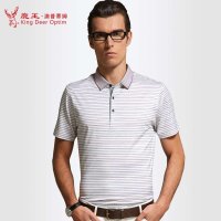 鹿王·澳普蒂姆2014年夏季新品男士短袖T恤男装商务休闲桑蚕丝t恤翻领真丝T恤短袖男L1X588