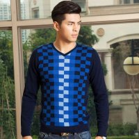 鹿王·澳普蒂姆 羊毛衫男士时尚休闲秋季新品100%纯羊毛男装男士秋装V领加大码男装L1D422