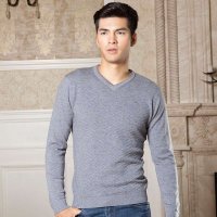 鹿王·澳普蒂姆 2014秋季新品男士小V领羊毛衫套头商务时尚薄款羊毛衫100%纯羊毛L1D723