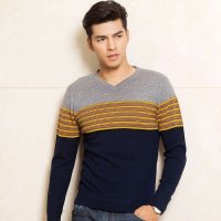 鹿王·澳普蒂姆 羊毛衫 纯羊毛薄款男装加大码套头青年商务男士100%纯羊毛衫 毛衣男L1D799