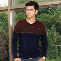 鹿王·澳普蒂姆 2014 秋冬新款 男士商务时尚休闲100%纯羊毛衫 男套头衫加大码L1D399