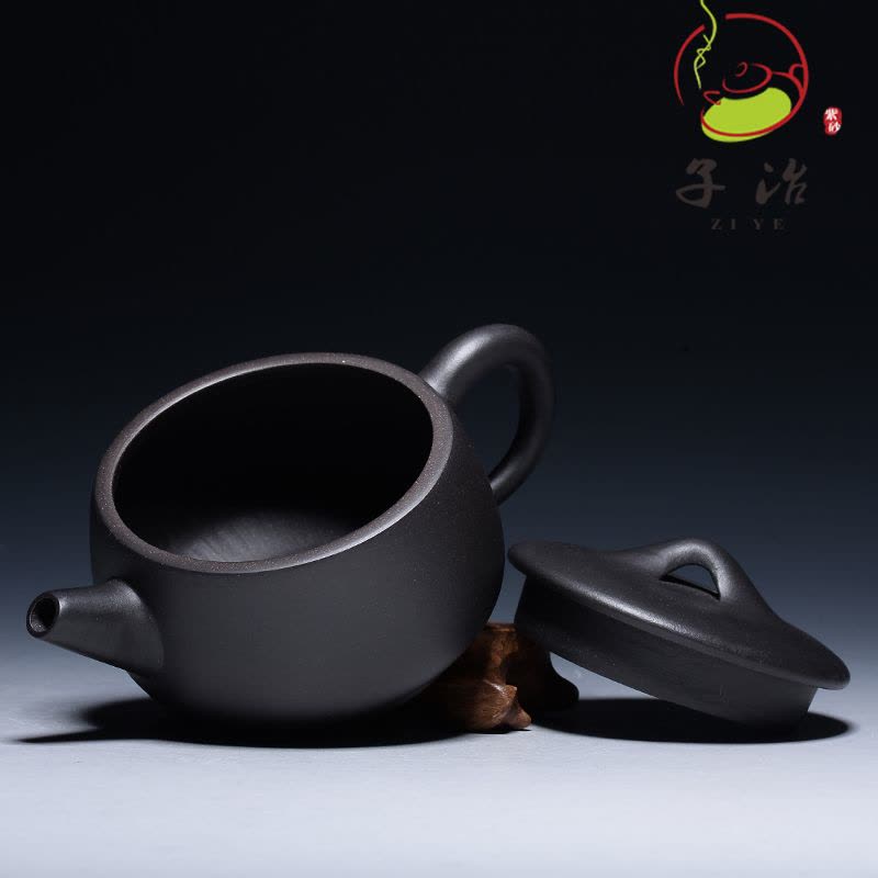[子冶]180cc满瓢石瓢原矿黑铁砂宜兴紫砂壶茶具名家纯全手工茶具正品图片