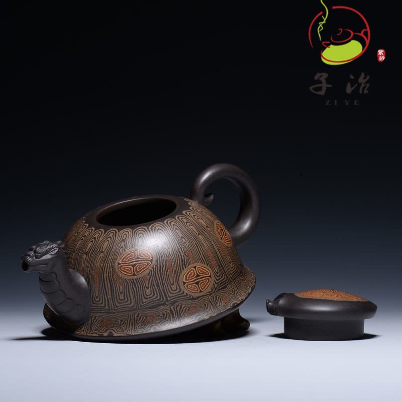 子冶 龙龟壶 绞泥 原矿老紫泥宜兴紫砂壶纯全手工名家茶具正品图片