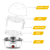 麦卓MakejoyJP-ZD32 蒸蛋器多功能煮蛋器家用自动断电不锈钢内胆发热盘机械式煮蛋器早餐机白色双层