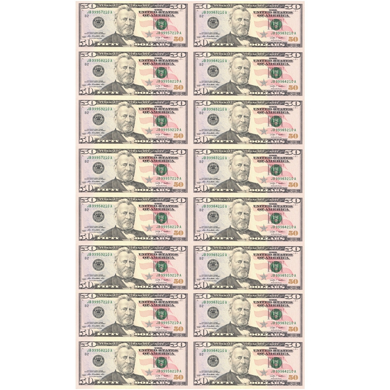 美金50美元16连体钞搜藏天下钱币藏品