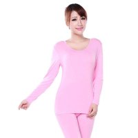 女士舒绒内衣 浪莎保暖套装 竹纤维秋衣秋裤无缝打底基础