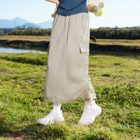 361°半身裙女宽松休闲直筒褶皱抽绳工装裙显瘦A字裙伞裙