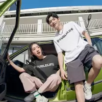 361°运动t恤男女同款夏季透气休闲宽松亲肤上衣印花圆领短袖