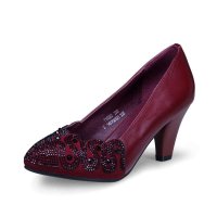 特丽雅 2014新款中跟女皮鞋浅口尖头单鞋女真皮单鞋子