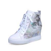 特丽雅 2014高帮鞋秋季新款系带女单鞋坡跟休闲内增高潮鞋