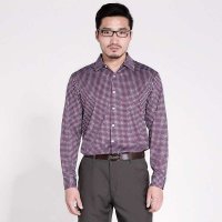 圣吉卡丹长袖衬衫春秋新款时尚休闲格子100%纯棉长袖翻领衬衫SDU13102066