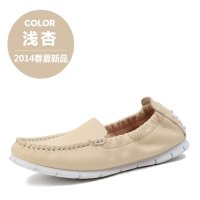 想川2014春季新品牛皮浅口单鞋练功鞋软底鞋平跟帆船休闲女鞋 GZ26