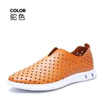 想川夏季皮凉鞋男沙滩男士休闲鞋男鞋豆豆潮板鞋洞洞懒人皮鞋子男