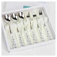 [GOLDERN BELL]蝴蝶系列灰色陶瓷茶匙、叉子6件套140~150mm