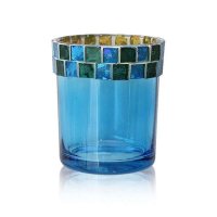 [AROMACO]马赛克透明蓝色许愿蜡烛杯7.5*8.5cm
