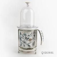 [GOLDERN BELL]蓝色蝴蝶蓝色蝴蝶带落水槽盖子陶瓷筷筒架盖子套装170*130*160mm