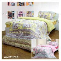 [MODERN.I]漫画图案超细纤维薄棉衬垫套装三件套
