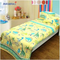 [MODERN.I]恐龙版本水洗黄色儿童床上用品四件套薄被160*210毯子115*210枕套40*60