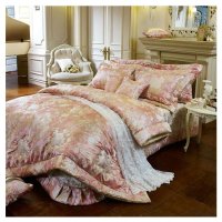 [PARK HONG GEUN]Rabieta高级提花面料粉红床罩套装Q被套Q+床罩Q+枕套*2个+床垫k