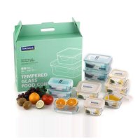 [Glasslock]长方形耐热钢化玻璃10只装保鲜盒1100ml*2/400ml*3/900ml*2/490ml*3