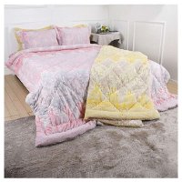 [IRIS]粉色超细纤维被子垫子套装（155 cm * 210 cm+115 cm *210 cm）