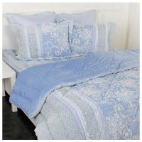 [IRIS]达芙妮蓝色花朵床上用品四件套被(200*230)枕套(50*70)毯子(155*210)