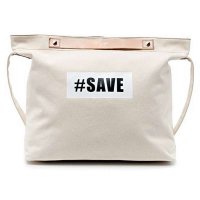 [Viamonoh]米色字母单肩帆布环保袋40cm×39cm×12cm（长/高/宽）