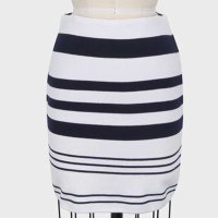 Uptowngirl striped knit mini/ 2015春夏新款 韩版黑白条纹女裙/均码 黑白色