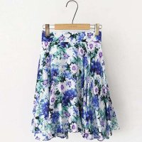 Cherrykoko sun flower skirt/2015春夏新款印花女裙/均码/蓝色 P15041010112